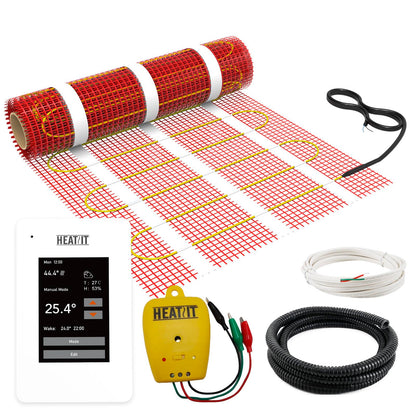 50 sqft HEATIT Warmmat Electric Radiant Self-adhesive Floor Heat Heating System & ET-7A Thermostat & Alarm Monitor