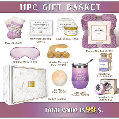 AHAGIFTREE Gift Baskets for Women,11PC Birthday Gifts,Think of You,Mother's Day,Thankyou ,self care,care package,relaxation,new beginnings gifts for women,friend,mom,sister
