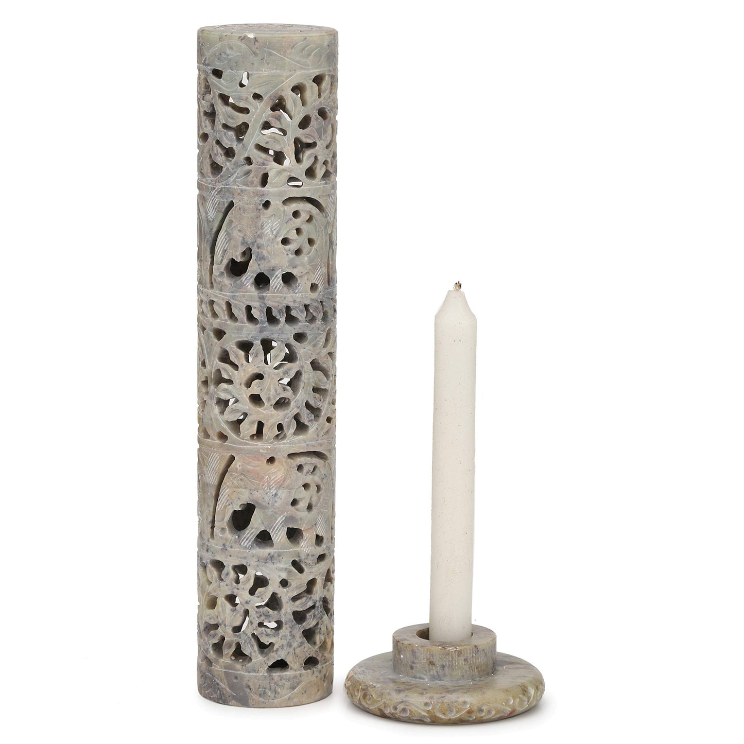 Carry Me Marble Soapstone Incense Stick Holder | Candle Burner | Tea Light Holder - Perfect Handmade Elephant Carving for Gifting. Decorative Home and Office Decor.(3 x 3 x 10.5 Inches)