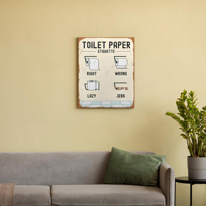 QICLM Funny Bathroom Framed Canvas Wall Art Posters, Correct Toilet Paper Etiquette Manner Art Wall Prints for Bathroom Washroom Toilet Restroom Decor, 11x14 Inch