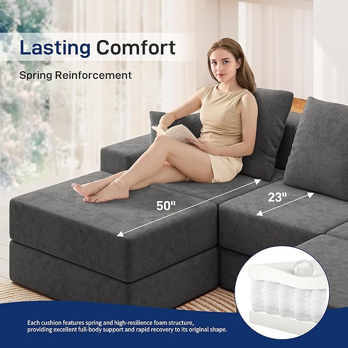 Living&Giving 128" U-Shaped Cloud Sectional Couch