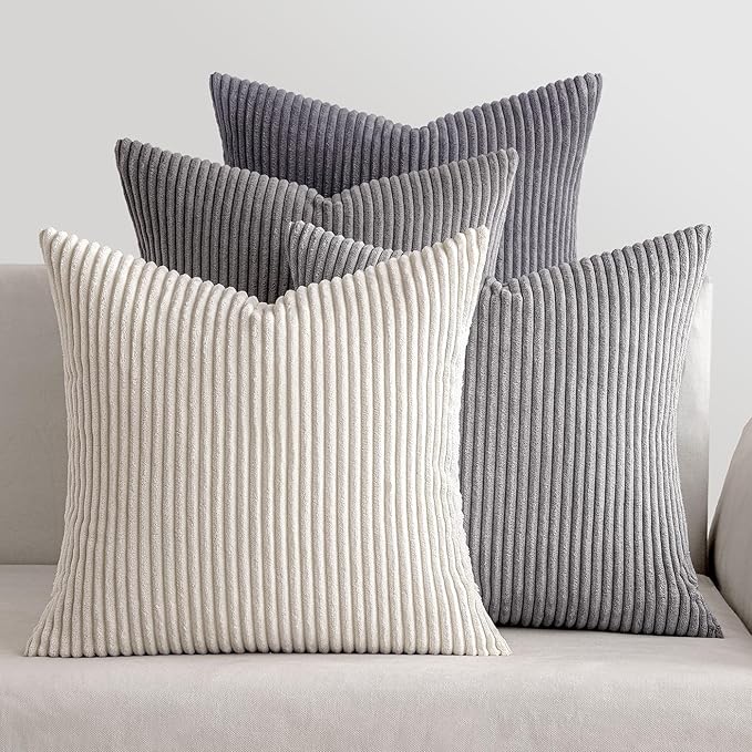 MIULEE Pack of 4 Neutral Grey Gradient Decorative Throw Pillow Covers 20x20