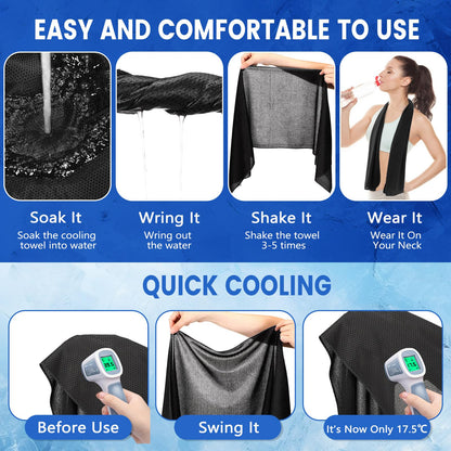 Hosuly 30 Pack Cooling Towels 40"x12" Cooling Neck Wraps Soft Breathable Chilly Towel Ice Towels Microfiber Workout Towel for Yoga Sport Running Workout Gym Camping Fitness Activities (Classic)