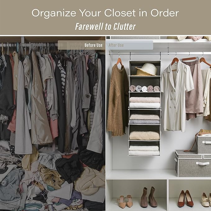 StorageWorks 6-Shelf Jumbo Closet Organizers, Two 3-Shelf Separable Hanging