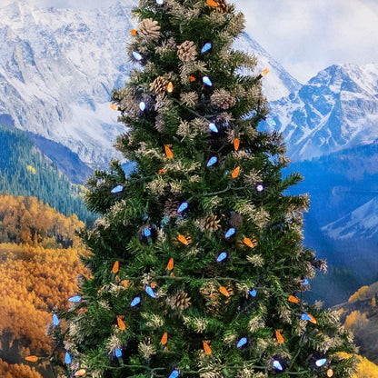 Novelty Lights 24FT 70 LED C6 Christmas String Lights, Outdoor Commercial Grade Tree Decorations, Permanent LED Lights (Blue/Orange)
