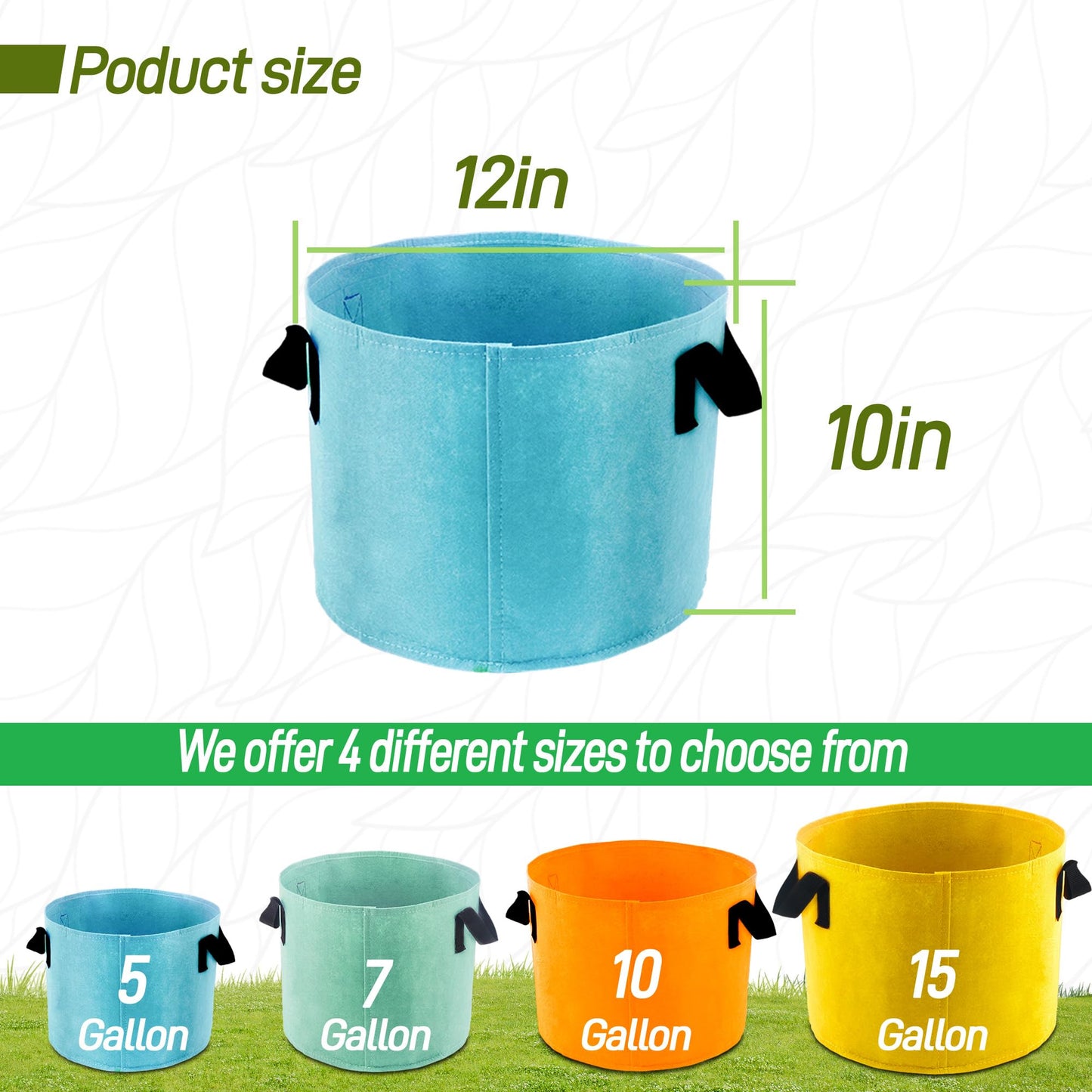 Biotolot 5-Gallon Fabric Grow Bags (7 Pack of Mix Colors) with Handles for Potato Tomato Flower and Vegetables