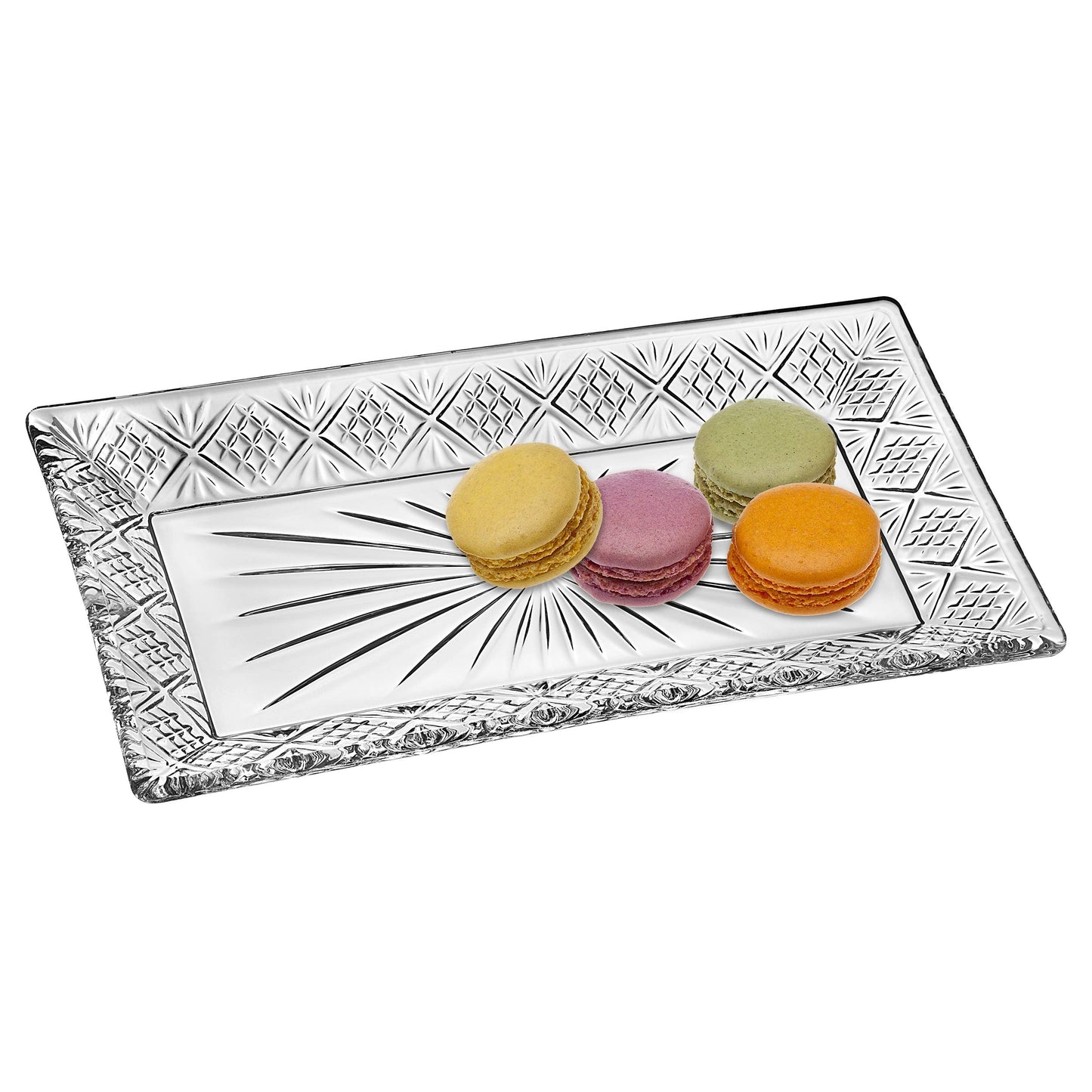 Godinger Dublin Rectangular Crystal Tray, 12 Inch x 6.5 Inch