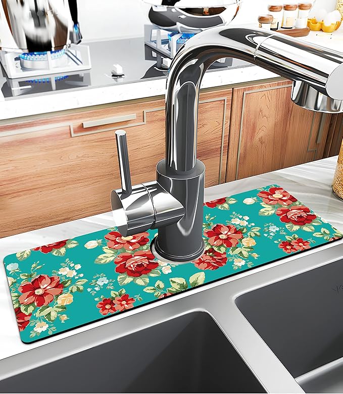 Kitchen Sink Splash Guard Faucet Mat Super Absorbent Fast Drying Mat Sink