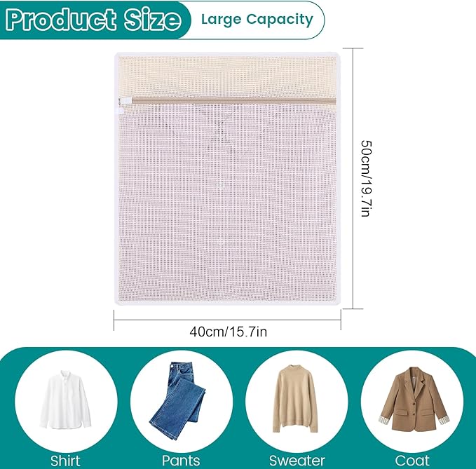 4Pcs Durable Cotton Mesh Laundry Bags