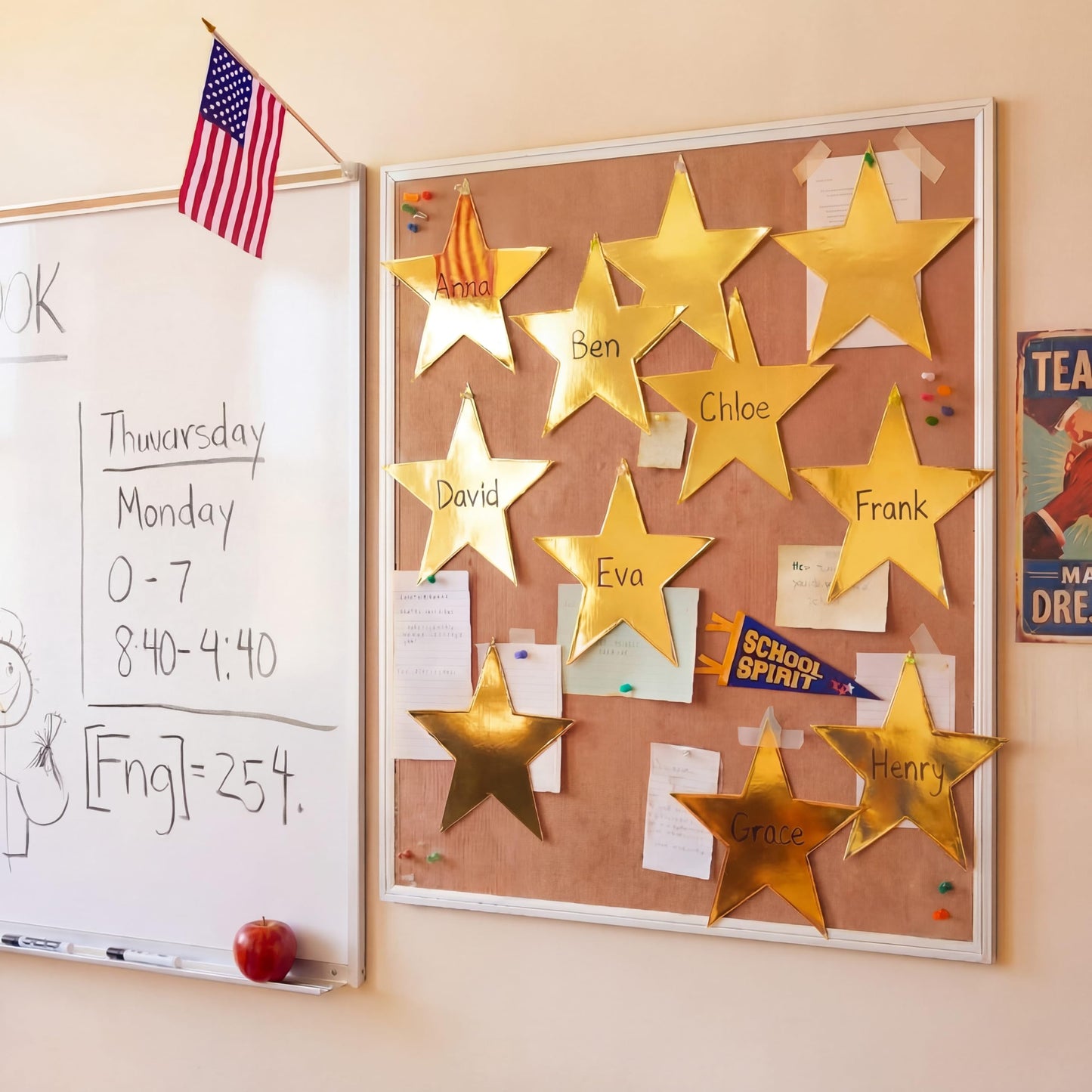 Outus 48 Pieces 11 Inch Large Gold Stars Cutouts Gold Stars Decoration Double Printed Paper Star for Movie Night Bulletin Board Decoration, Classroom Wall Party Decor Back to Shcool Party Decor