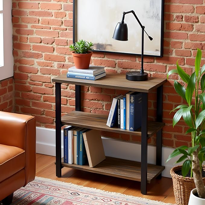 Alaterre Furniture Pomona Living Room 3-Tier Solid Wood Under-Window Bookshelf