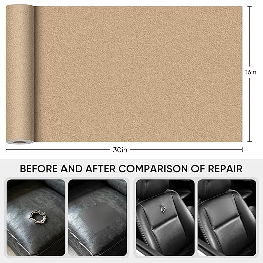 Leather Repair Tape, 16 x 30 Inches Self Adhesive Leather Repair Patch，Leather