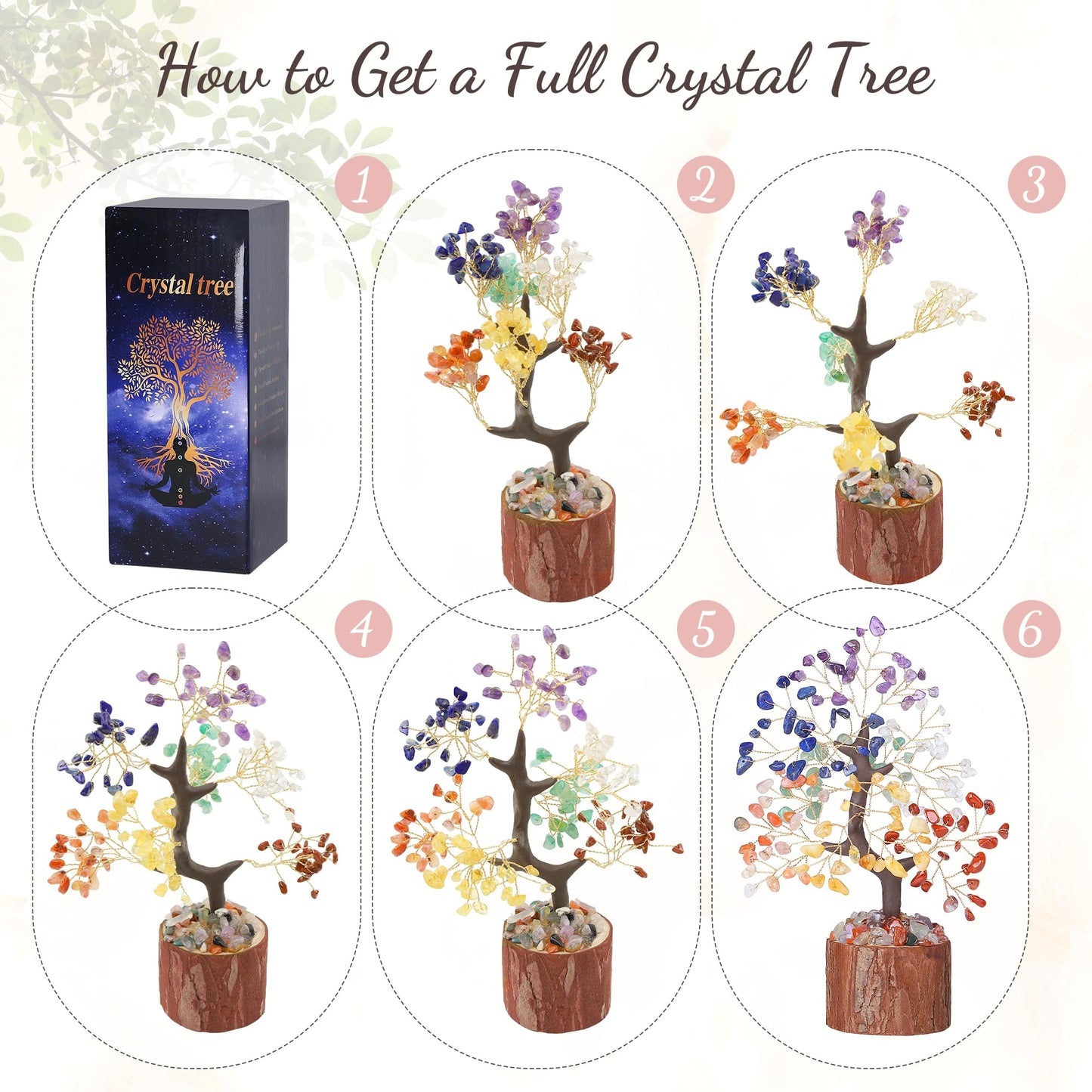 QINJIEJIE Amethyst Crystal Tree of Life Decor Healing Crystals Positive Energy Gemstones Money Tree Purple Decor Room Office Desk Accessories Spiritual Purple Gifts for Women