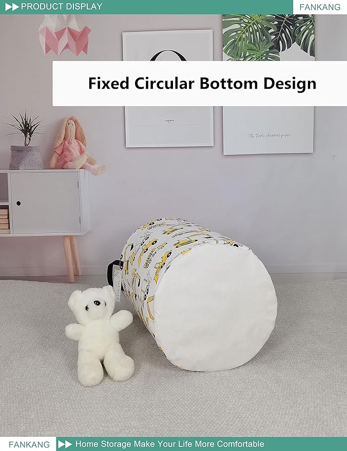 FANKANG Storage Basket, Nursery Hamper Canvas Laundry Basket Foldable