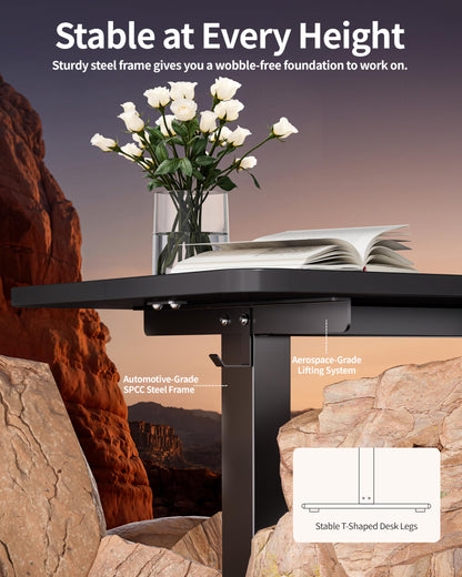 BIZUM Electric Standing Desk 63 x 24 Inch Computer Desk-Gaming Desk Black Home Office Desks Height Adjustable Memory Stand Up Computer Workstation