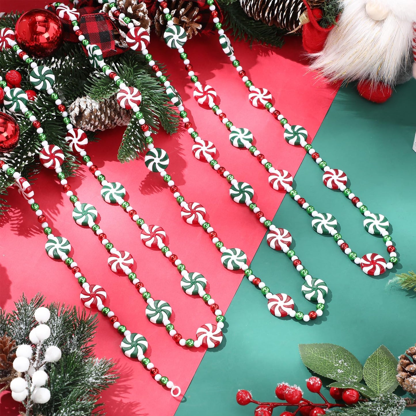 LCPQMZGH 16 feet Christmas Candy Garland Acrylic Peppermint Candy Christmas Tree Garland for Holiday Party Decorations