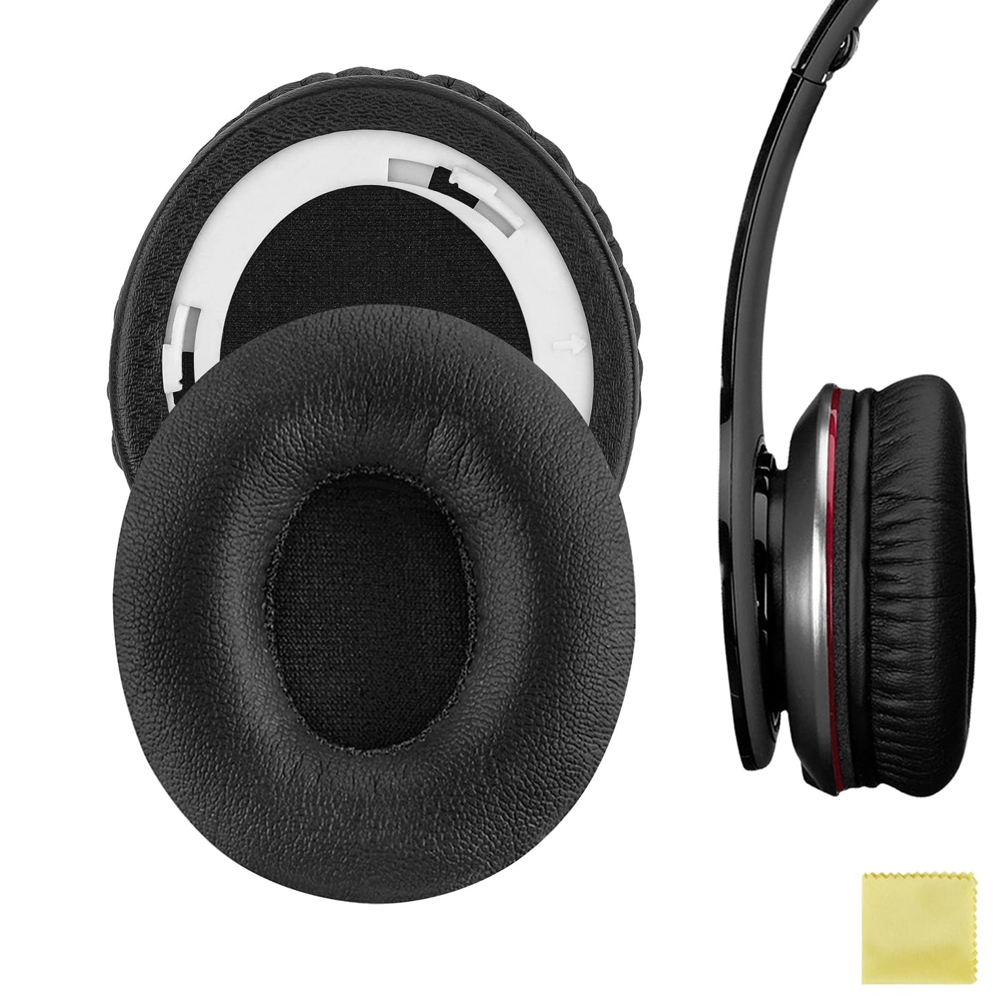 Geekria QuickFit Replacement Ear Pads for Beats Solo HD Headphones, Ear Cushions, (Not Compatible with Other Headphone Models), Repair Parts with Video Guide (Black)