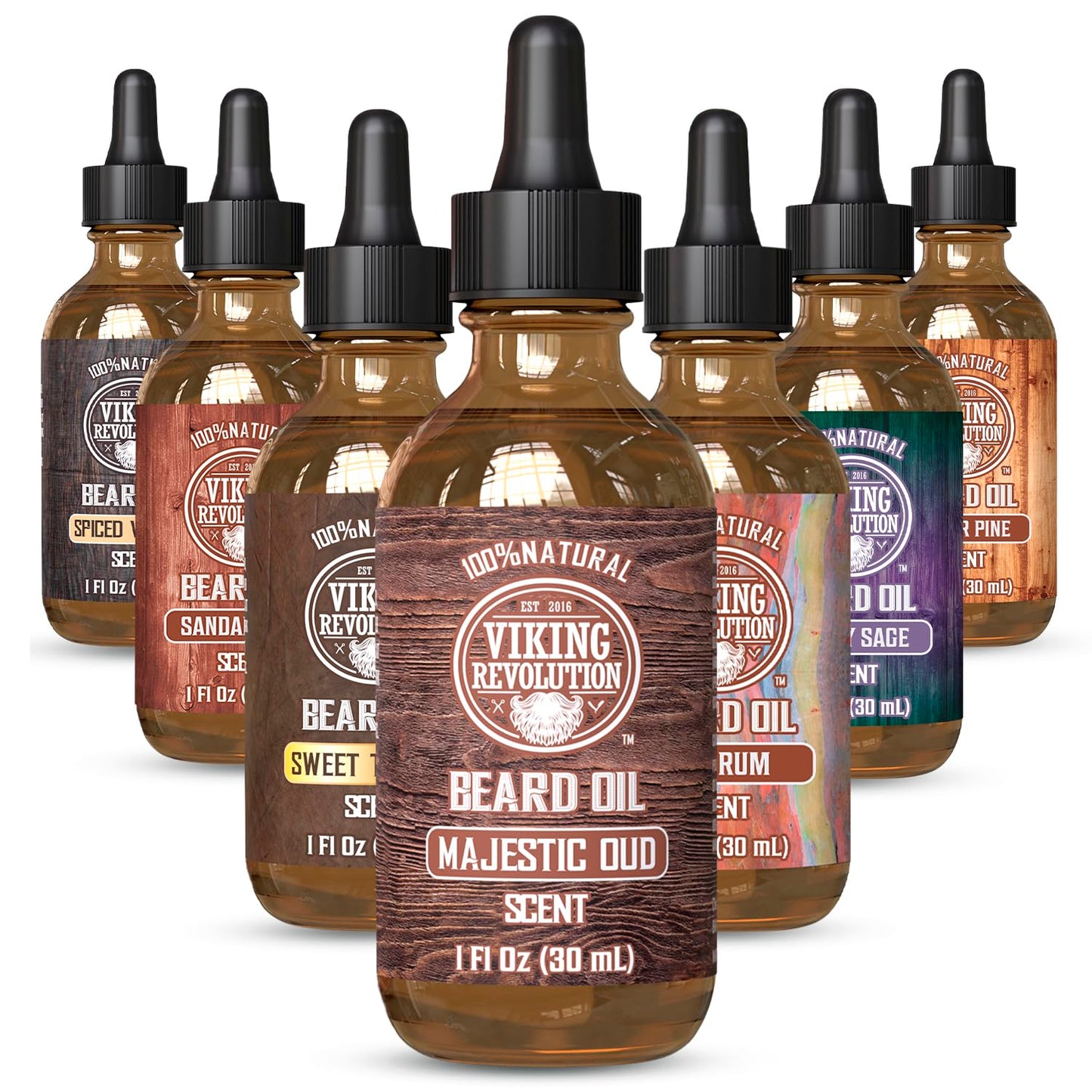 Viking Revolution Sandalwood Beard Oil for Men - Natural Mens Beard Oil with Argan Oil and Jojoba Oil - Beard Softener, Strengthens and Moisturizes - Beard Conditioner for Men (Sandalwood, 1 Pack)