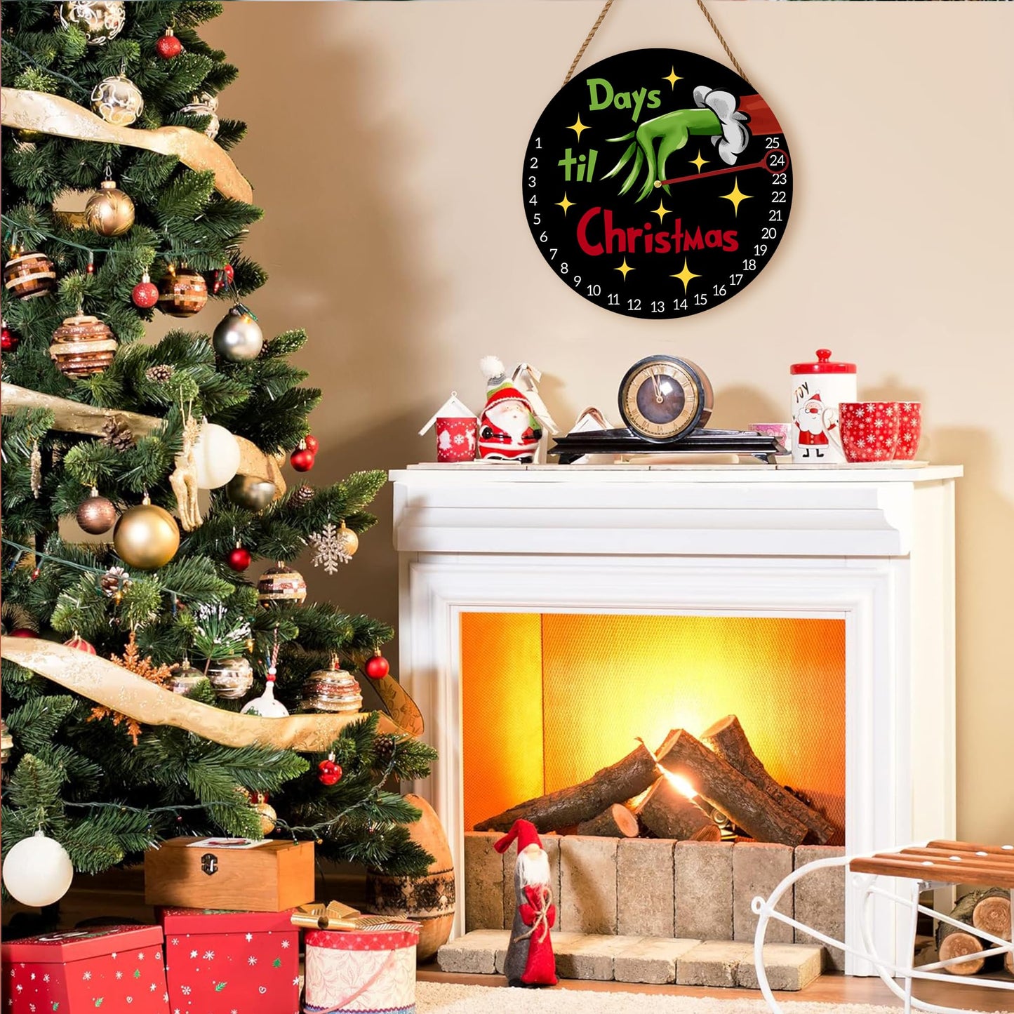 Christmas Decorations Welcome Sign Christmas Countdown Advent Calendar Wooden Decorative Reusable Countdown Calendar for Xmas Winter Home Wall Indoor Outdoor Decor 12 Inch