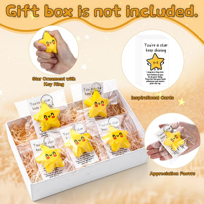 Wavwavw 36 Set Inspirational Gifts Star Keychain with You Are a Star Card Office Thank You Gift for Team Employee Coworkers (Yellow)