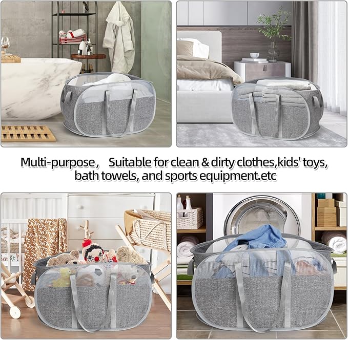 100L Collapsible Laundry Baskets, Tear Proof Pop Up Laundry Hamper