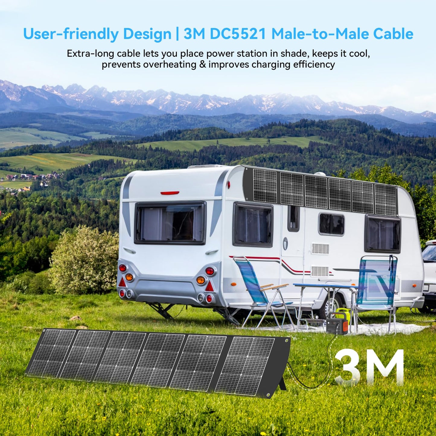 Ecosonique 300W Portable Solar Panel for Most Power Stations, Foldable & Lightweight Solar Suitcase with Kickstands, 40V MC4 & Multi-Output for Solar Generators, RVs, Camping, and Outdoor Use