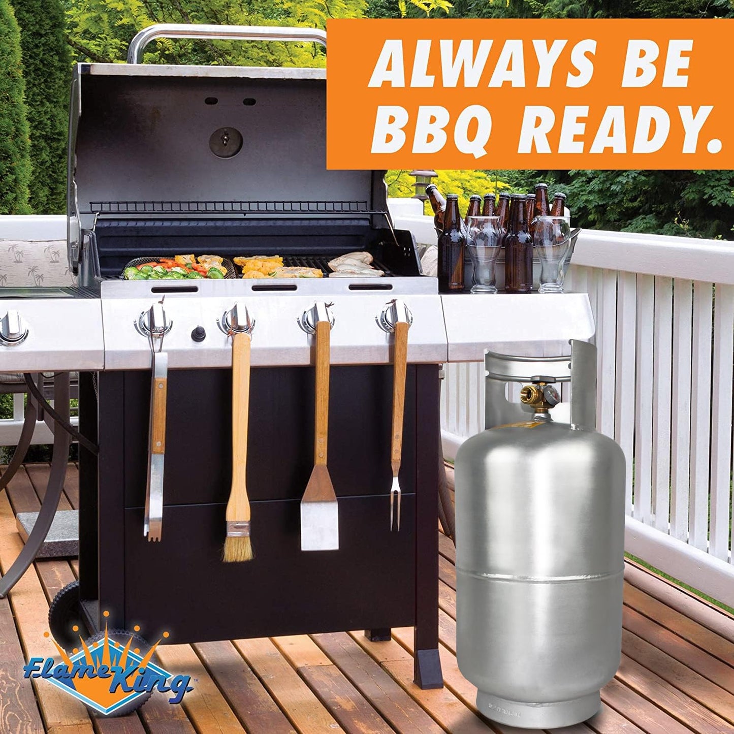 Flame King 30LB Aluminum Propane Tank with Gauge & OPD Valve, Corrosion-Resistant and Rust-Free, Lightweight, Great for Marine Applications, Grills and BBQs, Camping, Fishing, & Outdoor Activities
