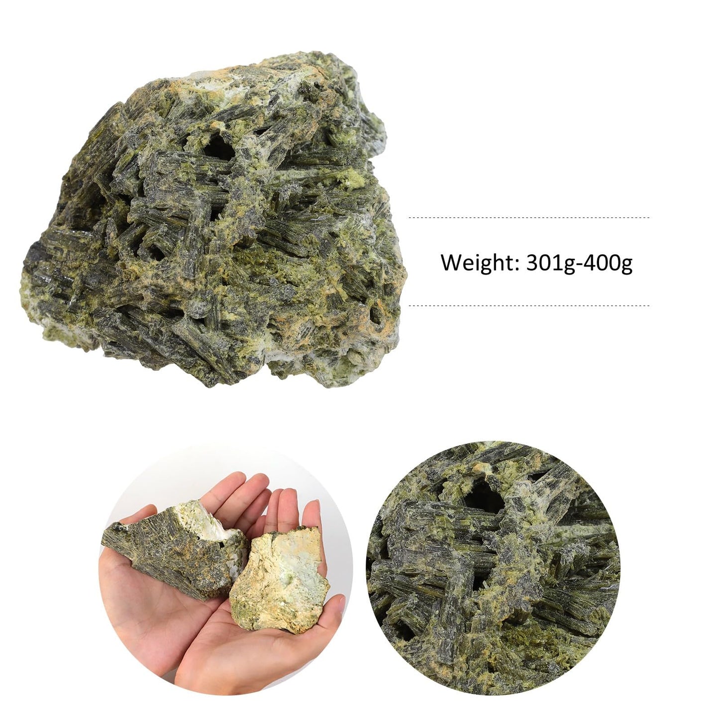 SUNYIK Raw Green Tourmaline Stone for Tumbling and DIY, Rough Rock Stone Mineral Specimen Home Office Decor for Meditation Anxiety, 301-400g(0.66-0.88lb)