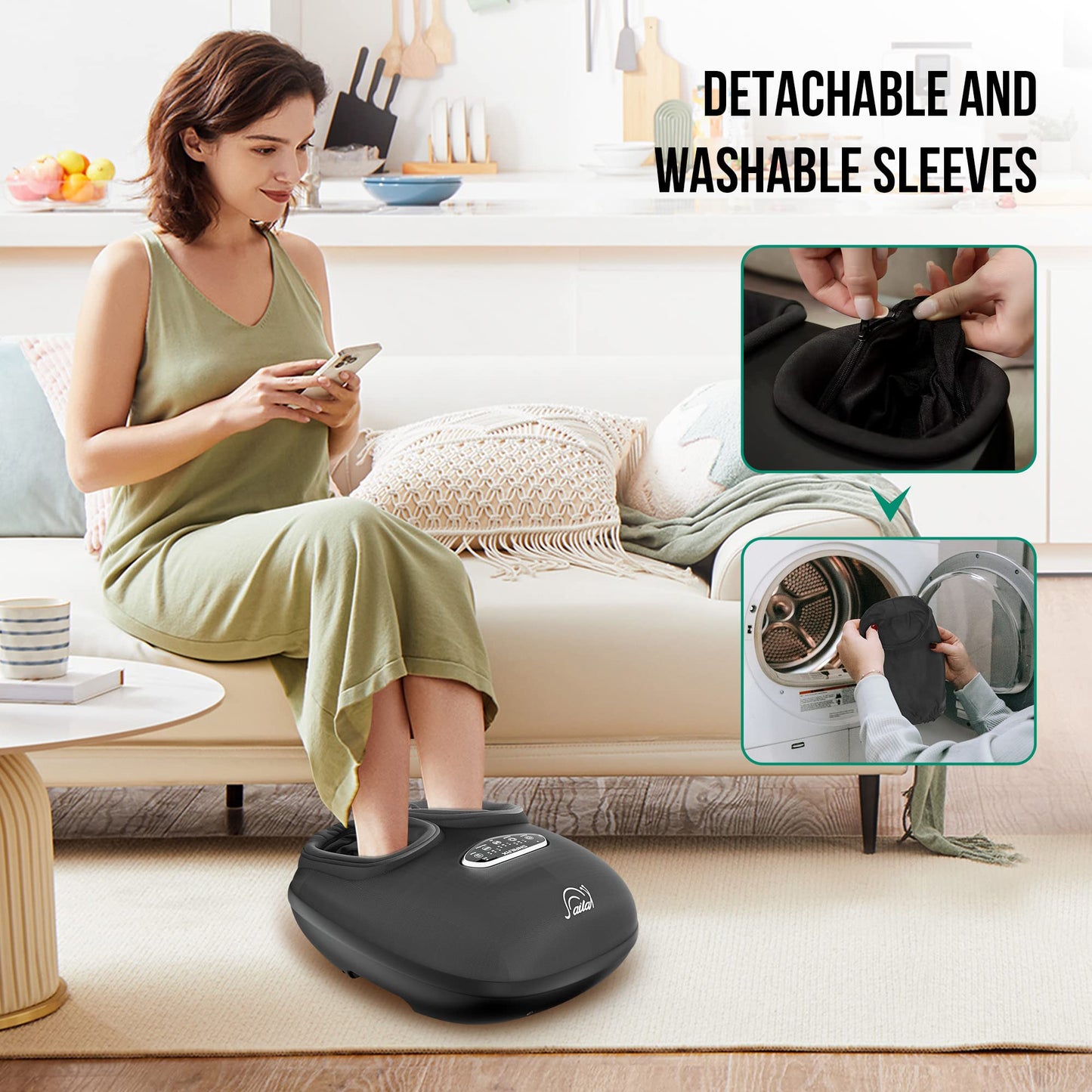 Snailax Shiatsu Foot Massager with Heat, Deep Kneading, Compression, Vibration, Feet Massager Machine for Plantar Fasciitis, Neuropathy, Foot Warmer Under Desk, Size 13, Gifts for Men, Women