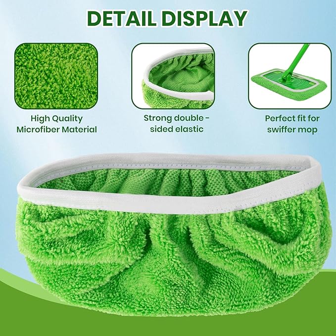 6 Pack Reusable Microfiber Mop Pads