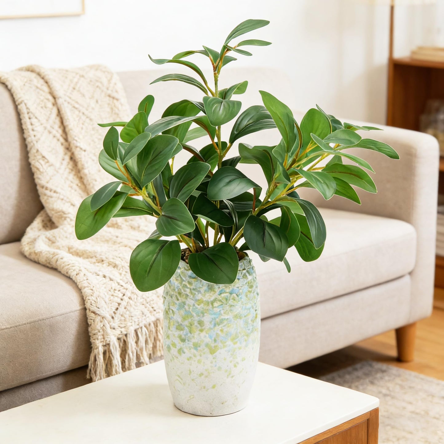 K&Y Realistic Artificial Potted Plants Olive Wild Fern Berry Decor Low Maintenance Faux Greenery Indoor Fake Plants for Home Office Bathroom Kitchen Desk Shelf (Green Flower vase Potted Plant)