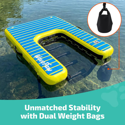 Swonder Inflatable Dog Ramp for Pool, Boat & Dock - Floating Pet Water Ladder with Full Non-Slip EVA Pad & Weight Bags - Stable Portable Dog Dock