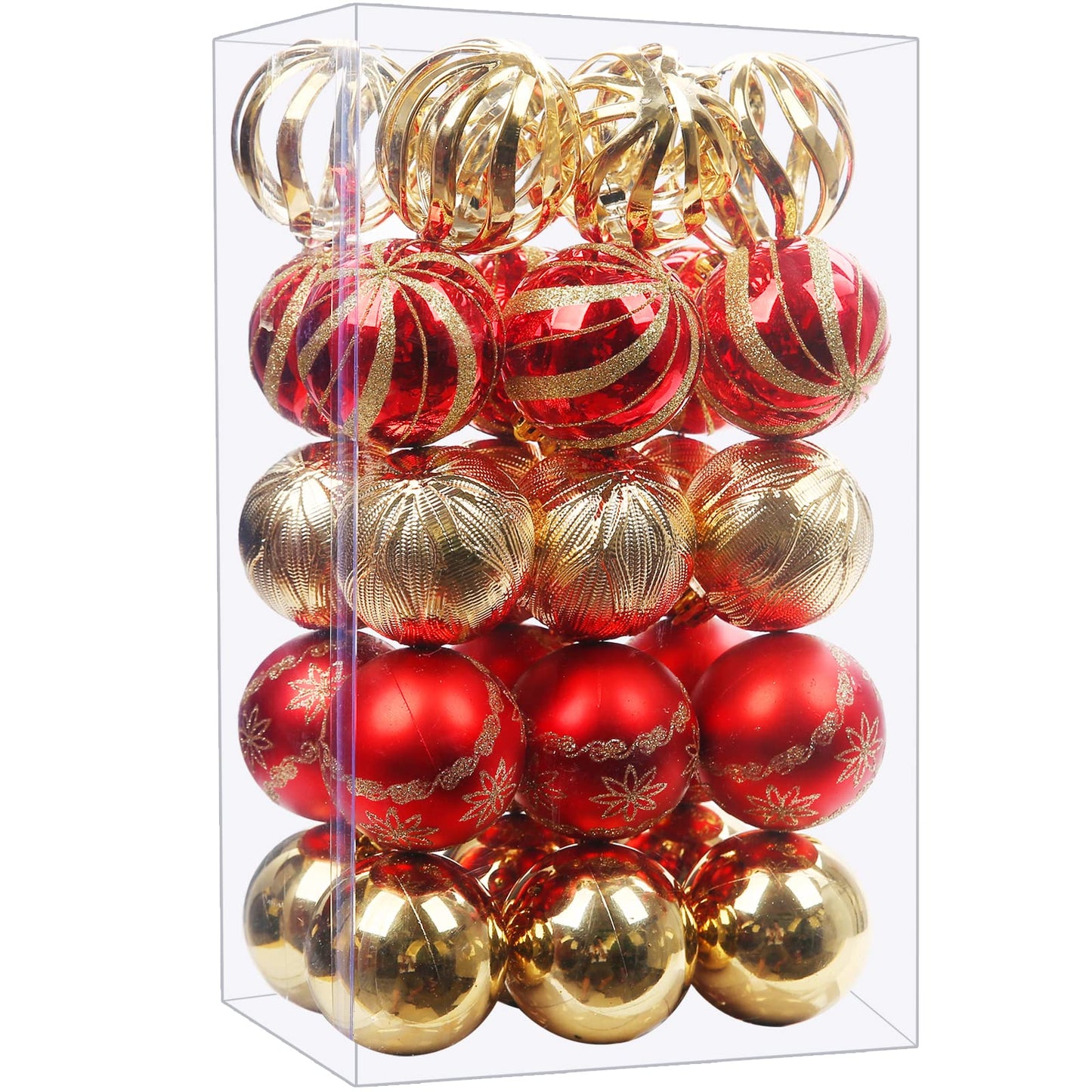 Christmas Ball Ornaments, 30 pcs 2.36" Shatterproof Baubles Set Red and Gold for Xmas Tree Decorations, Hanging Ornaments for Wedding Party