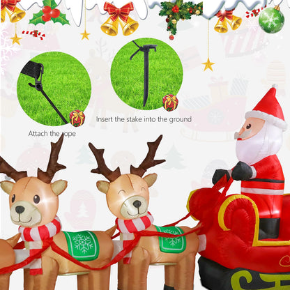 MUMTOP 12FT Long Christmas Inflatables Outdoor Decorations, Inflatables Santa Claus Sleigh with Reindeer Christmas Blow up Yard Decorations Built-in LED Lights for Outdoor Party Holiday Decor
