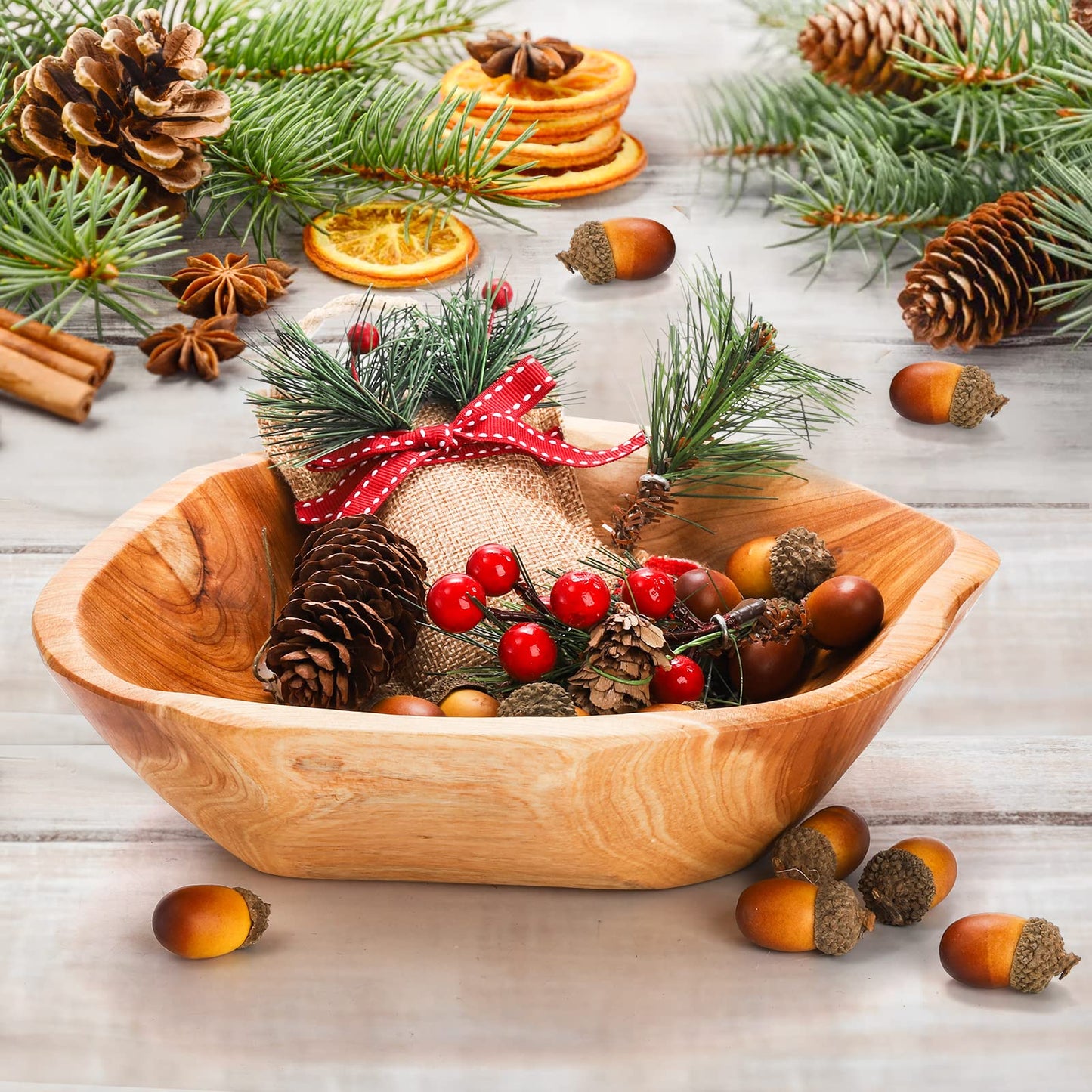 ZENFUN Natural Wood Fruit Bowl 7.8-9.5 Inch, Unique Root Dish Bowl, Fruit Snack Dish for Sandwich Bread Serving, Handmade Serving Bowl for Candy, Vintage Ring Dish, Serving Appetizer Display