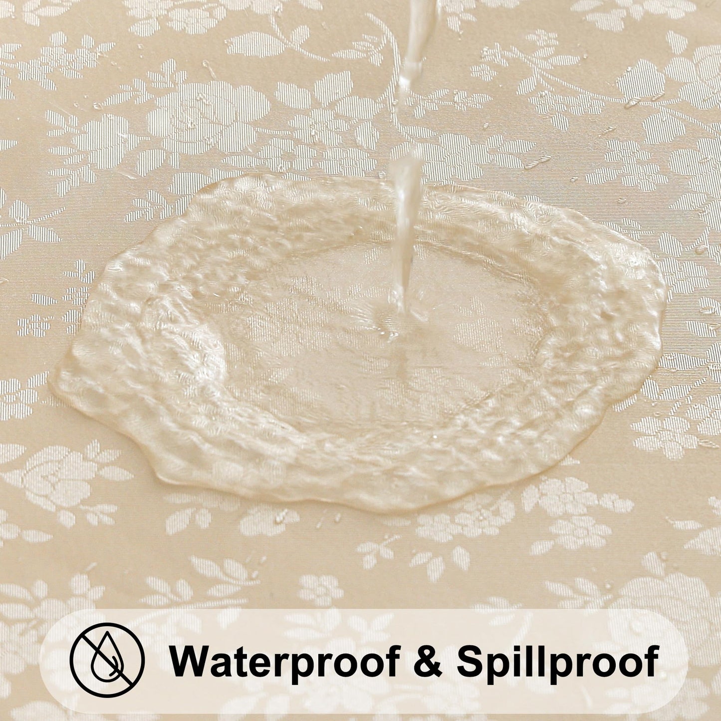 smiry Waterproof Vinyl Tablecloth, Rectangle Heavy Duty Table Cloth, Wipeable Table Cover for Kitchen and Dining Room (Beige, 60" X 84")