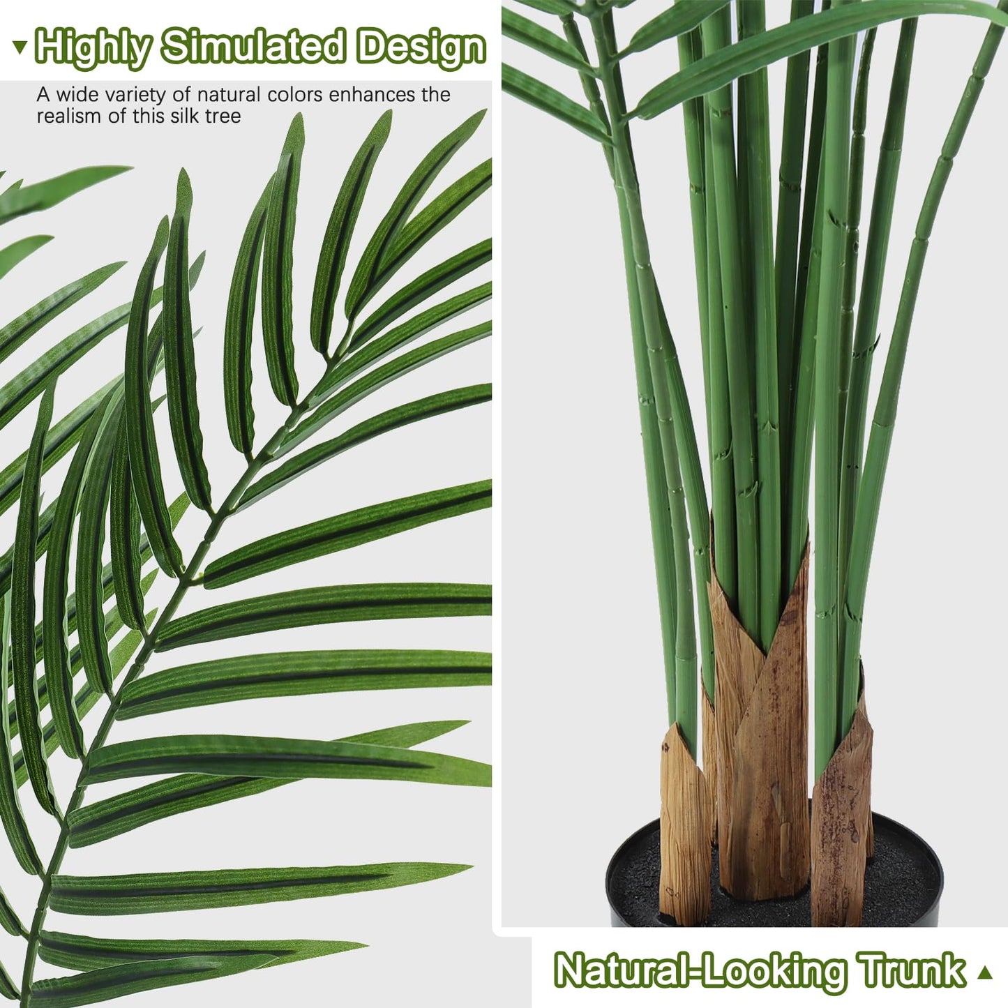 CyanGrove Artificial Palm Tree Outdoor 6.5ft, Large Fake Tropical Areca Palm Tree with 18 Trunks, Tall Faux Floor Plants for Indoor Outdoor-Living Rooms, Offices, Bedroom Home Decor