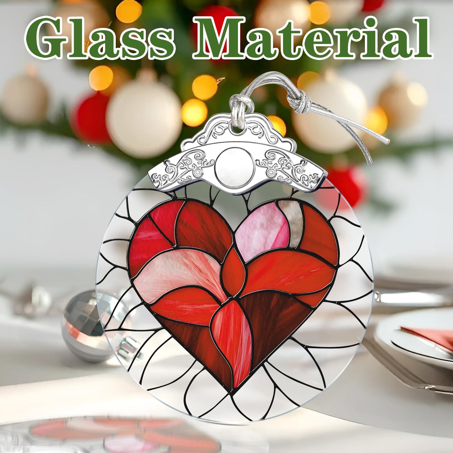 Valentine Heart Stained Glass Ornament, Christmas Ornament – Christmas Tree Decor, Holiday Decor, Stocking Stuffer, Gift Idea, Valentine's Day Gift, Gifts for Girlfriend, Lover, Couple, Wife