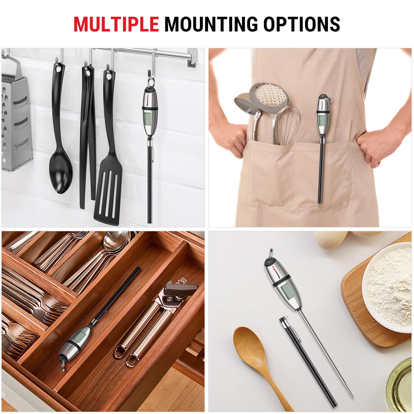 ThermoPro TP02S Digital Food Thermometer for Cooking Bread Baking Sourdough Liquids, Meat Thermometer Digital with Super Long Probe for Grill Candy Kitchen BBQ Oil Milk Yogurt Water Temperature