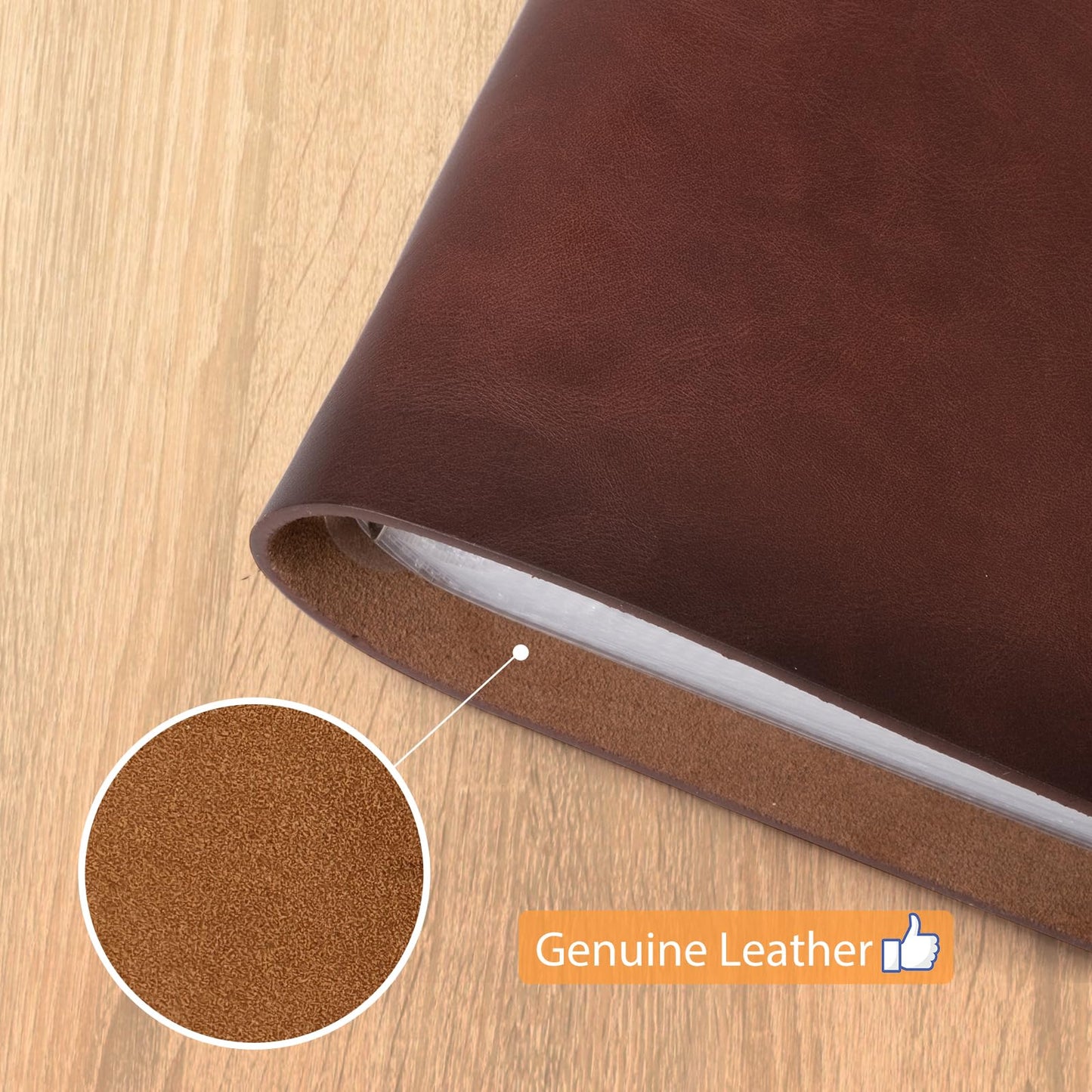 Photo Album 4x6 200 Photos, Genuine Leather Photo Albums with Writing Space with 30 Writing Paper, Travel Family Wedding Kids Graduation Ultrasound Baby Picture Album Scrapbook Photo Album（Flowers）