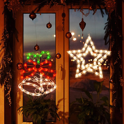 Xmasnova 2 Pack Christmas Window Lighted Decorations,Christmas Window Silhouette Lights,Double Side Sign Lamp Decoration for Holiday Indoor Wall Door Glass Decor,Beel，Star