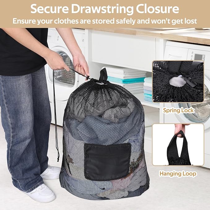 OTraki Mesh Laundry Bags 36 x 28 Inch Extra Large Travel Laundry Bag Backpack