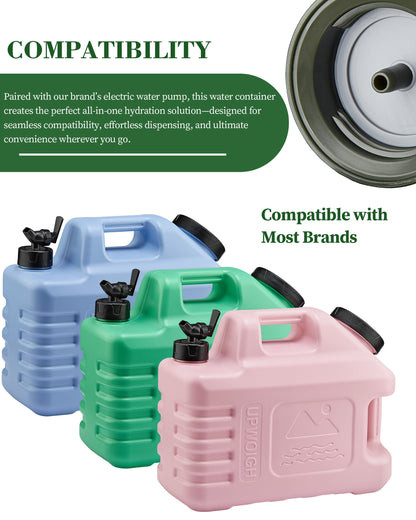 UPWOIGH 3.5 Gallon Water Jug 3 Pack, Leakproof Water Containers with Screw-Lock Lid & Spigot, BPA-Free Portable Water Storage for Camping Hiking Emergency (Forest Green, Light Blue, Coral Pink)