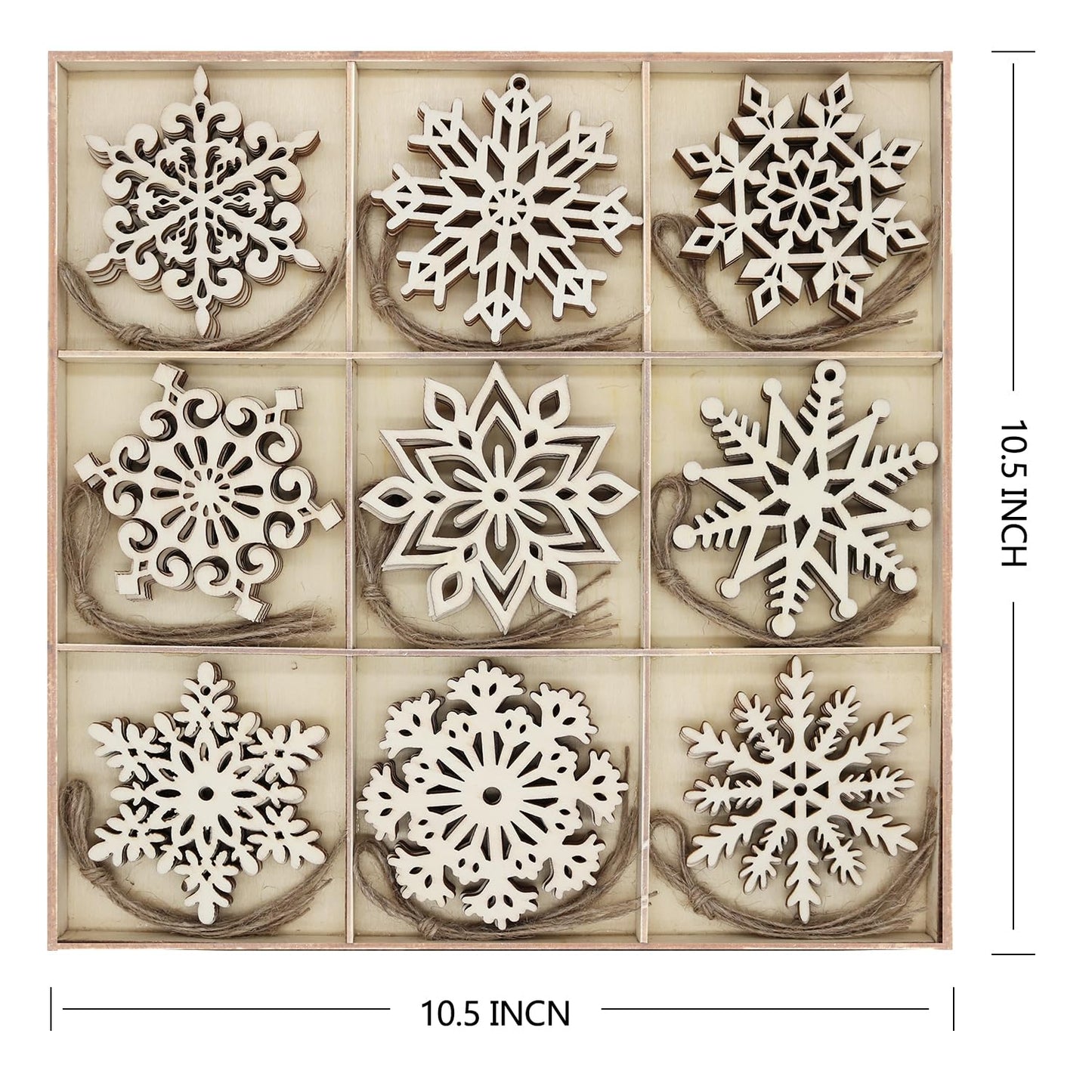 45pcs Large Christmas Wooden Snowflakes Hanging Ornaments DIY Craft Snowflake Wooden Ornaments Unfinished Wood Cutout Christmas Decorations Tree Decor Kids Paint