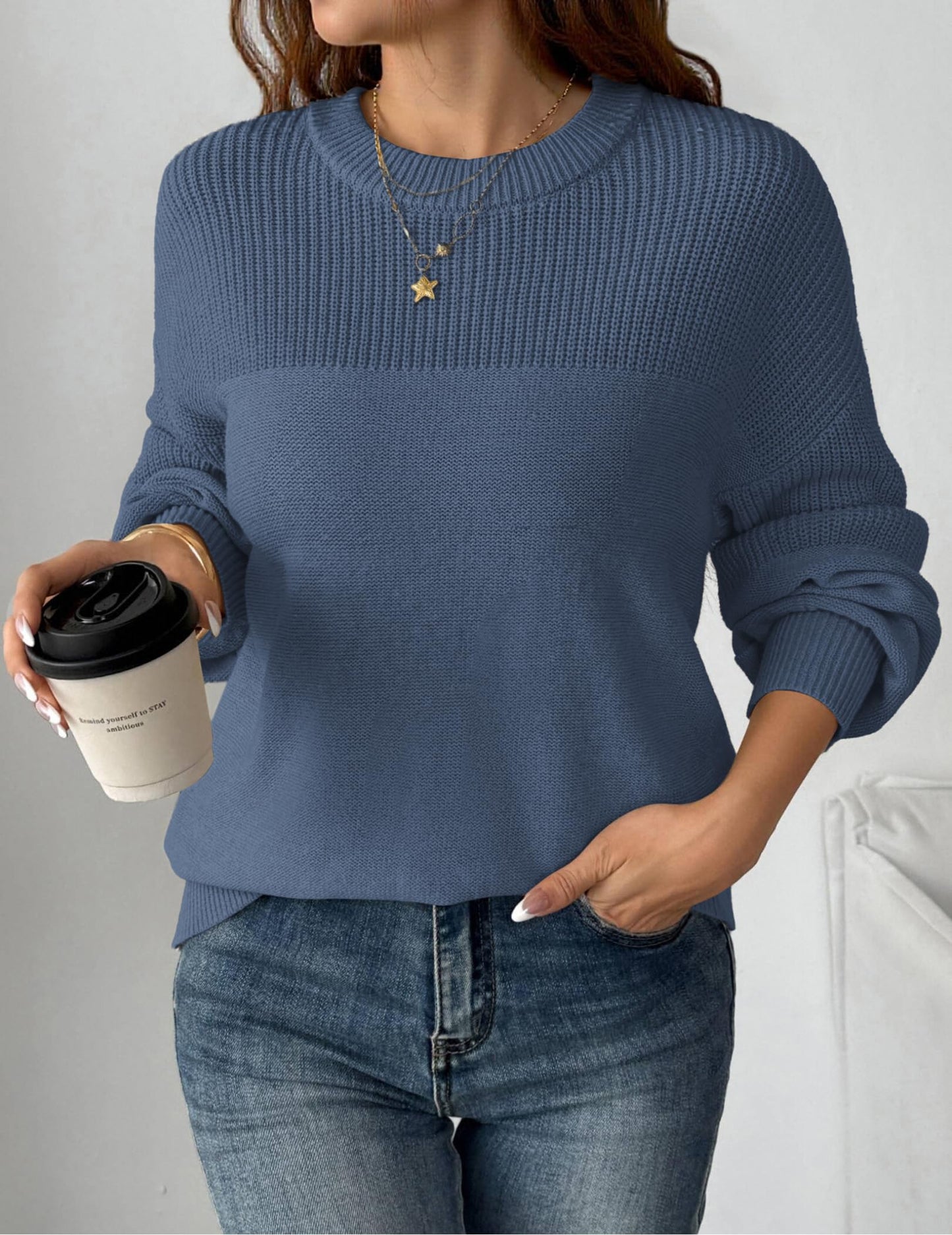 Zeagoo Women's 2025 Fall Chunky Knit Sweater Oversized Crewneck Long Sleeve Winter Cotton Pullover Sweaters Jumper Tops