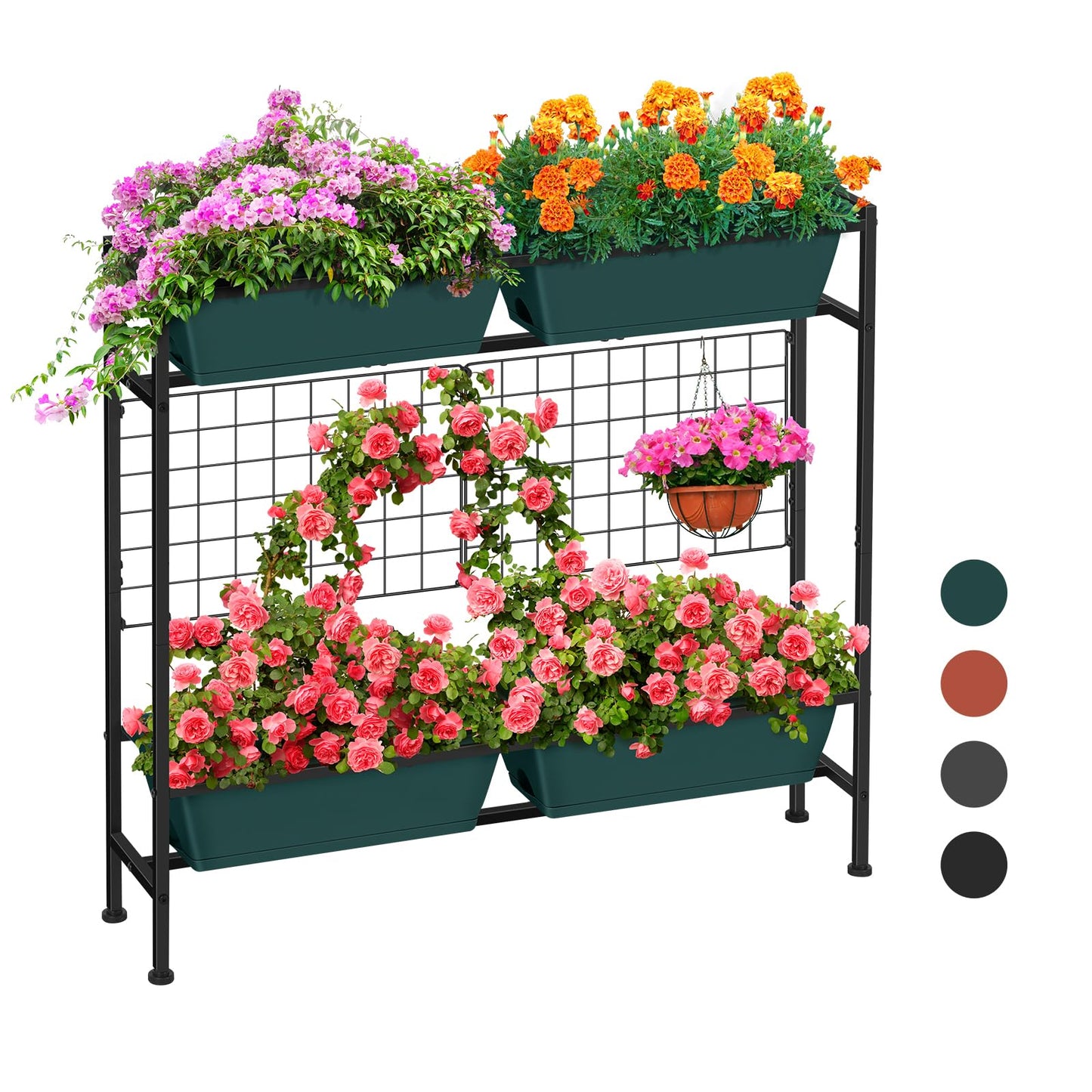ETELI Vertical Raised Garden Beds 32.4" Tall Planter Raised Beds Boxes Outdoor Herb Garden Planter with Metal Fences Legs for Small Climbing Plant Gardening Vegetables Patio Balcony Porch, Green
