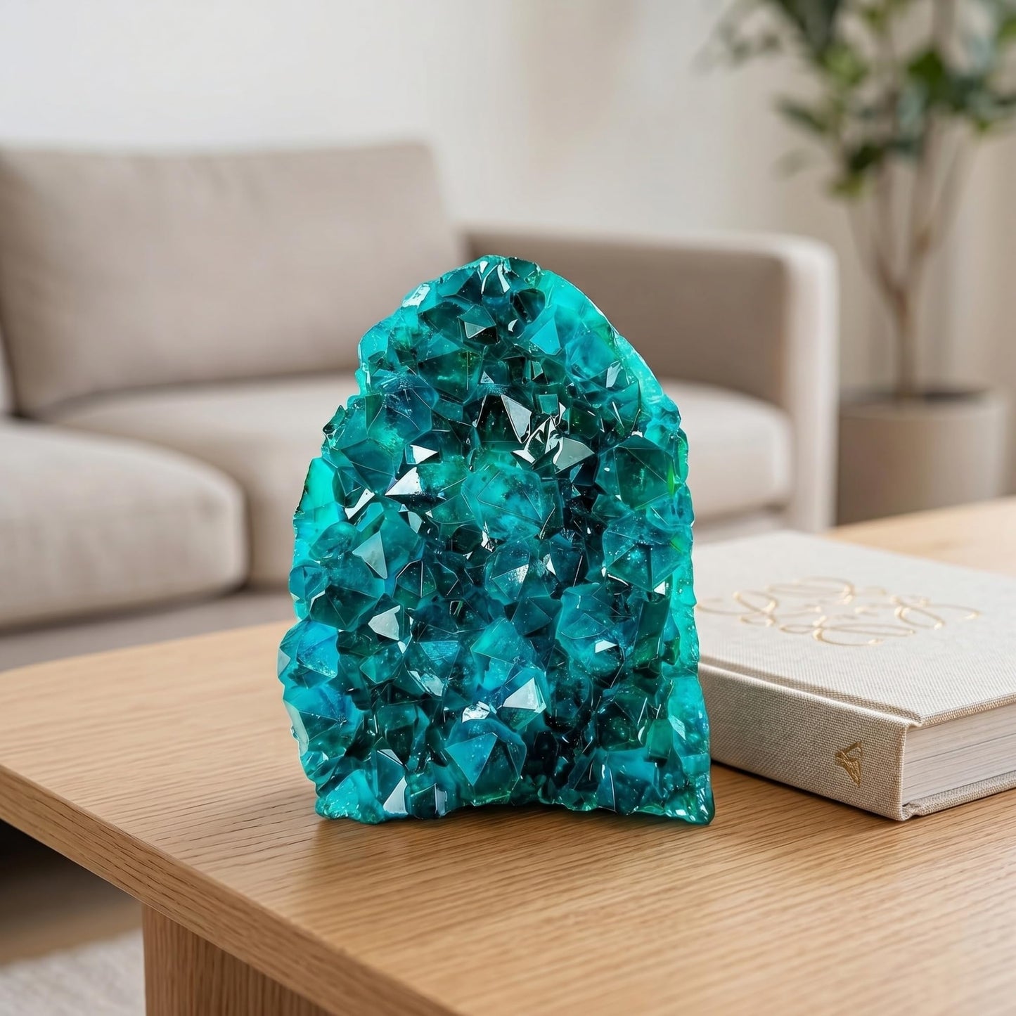 CrystalHola 1Pc Lake Blue Geode Crystal Cluster - Unique Crystal Decor for Home Decor, Crystal Collections, Meditation (100-200g)