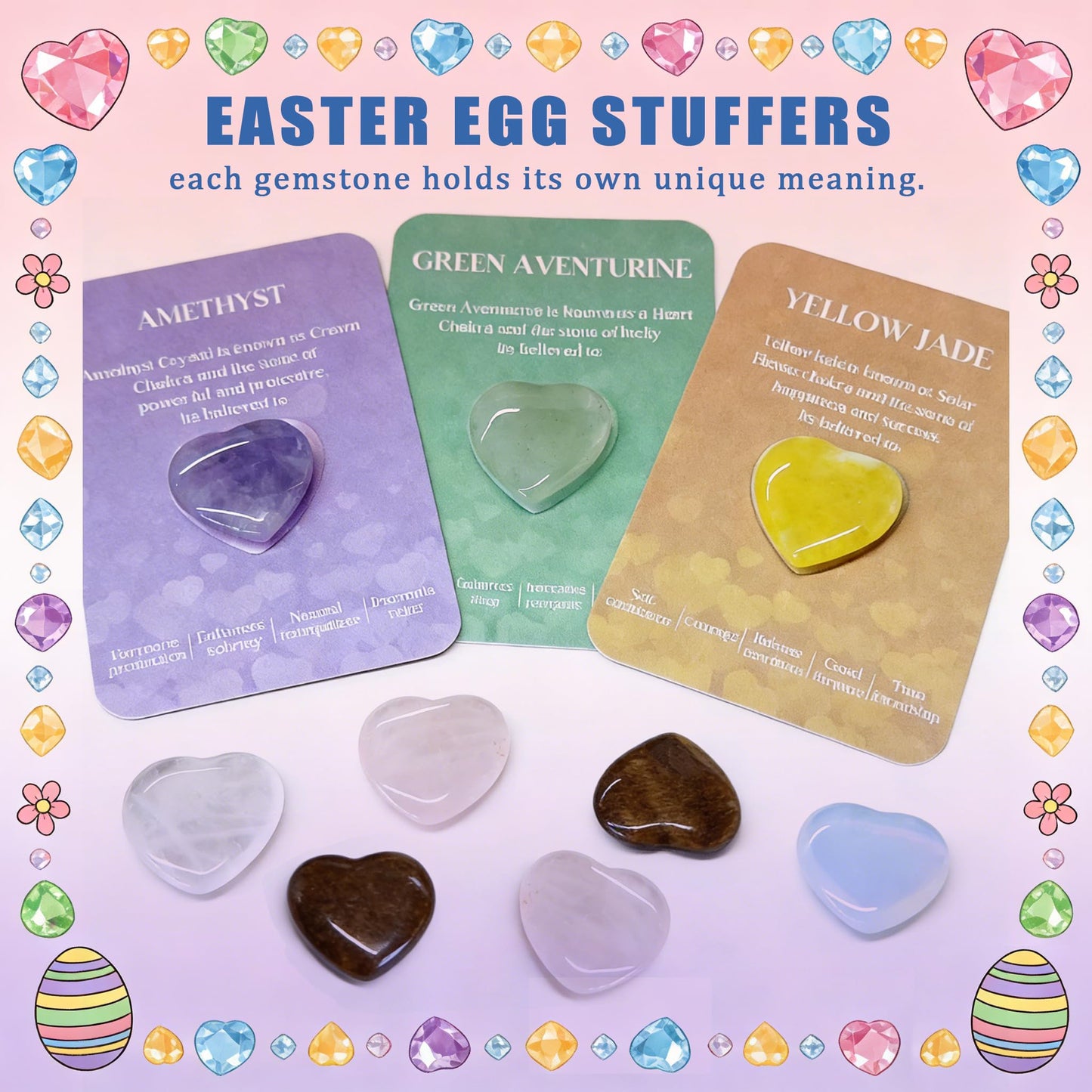 24 Packs Valentines Day Gifts for Kids,Crystals and Healing Stones with Heart Valentines Day Cards for Kids Classroom School Party Favors,Valentine Healing Crystals Rock Gift Exchange Bulk for Him Her