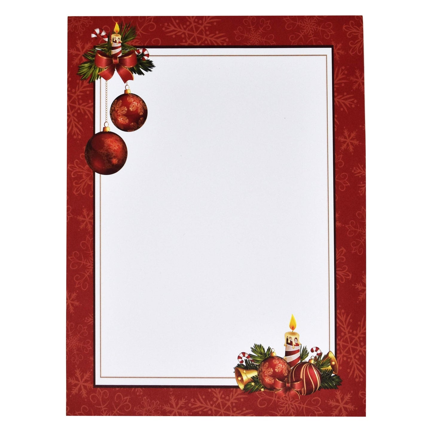 Gift Boutique - Christmas Letter Papers 100 Pack Stationery Sheets Holiday Ornament Bell Design Perfect For Writing Poems Letters Office Notes Wedding Invitations & Printing Supplies Size 8.5" X 11"