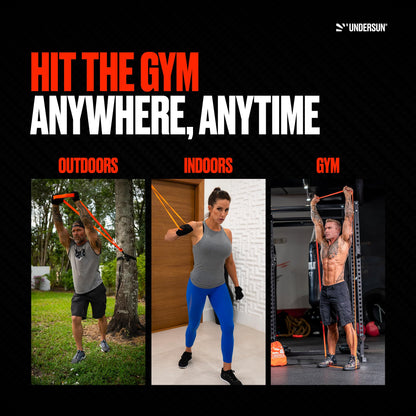 Undersun Resistance Bands for Working Out | 5-Level Heavy Resistance Bands, Door Anchor, Workout Program | Heavy Duty Fitness Resistance Bands | Orange